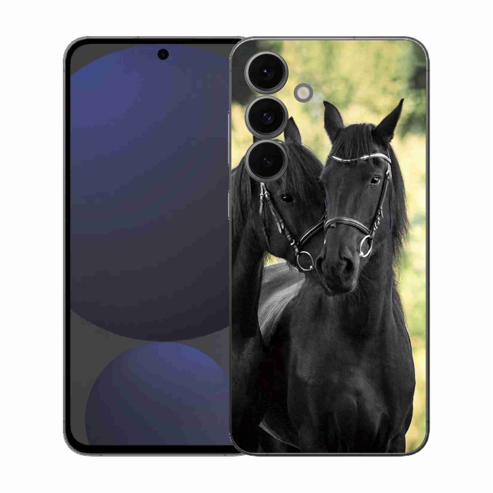 Gélový kryt mmCase na Samsung Galaxy S25 FE - dva čierne kone