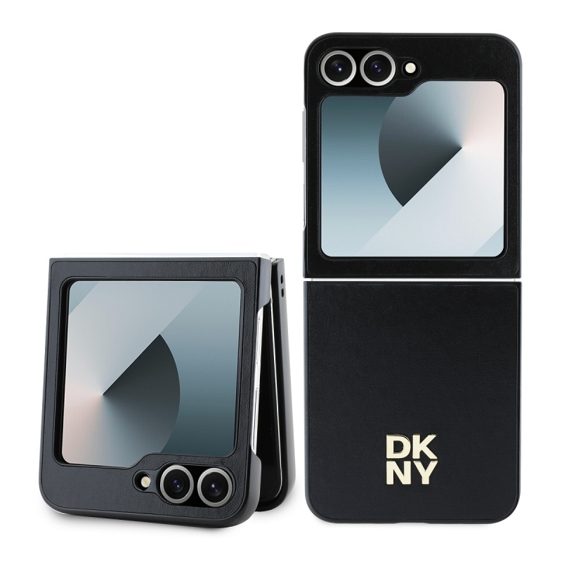 DKNY PU Leather Stack Logo Zadný Kryt pre Samsung Galaxy Z Flip 6 Black