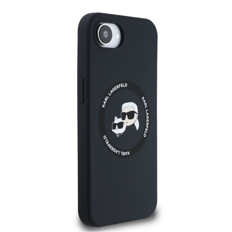 Karl Lagerfeld Liquid Silicone K&CH Heads MagSafe Zadný Kryt pre iPhone 16e Black