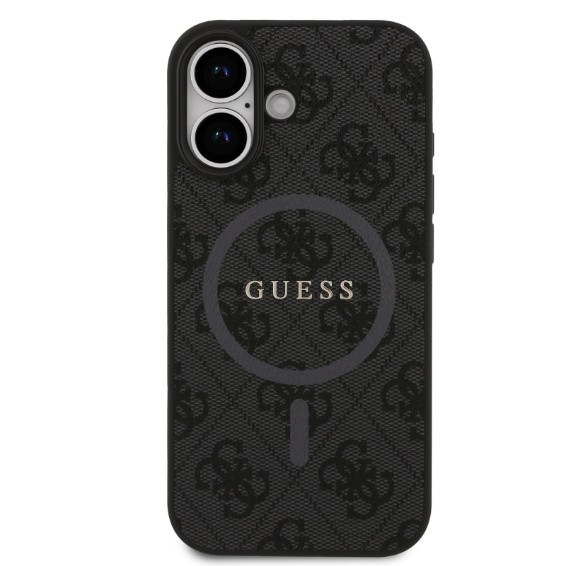Guess PU kožený zadný kryt 4G Colored Ring MagSafe pre iPhone 17 Black