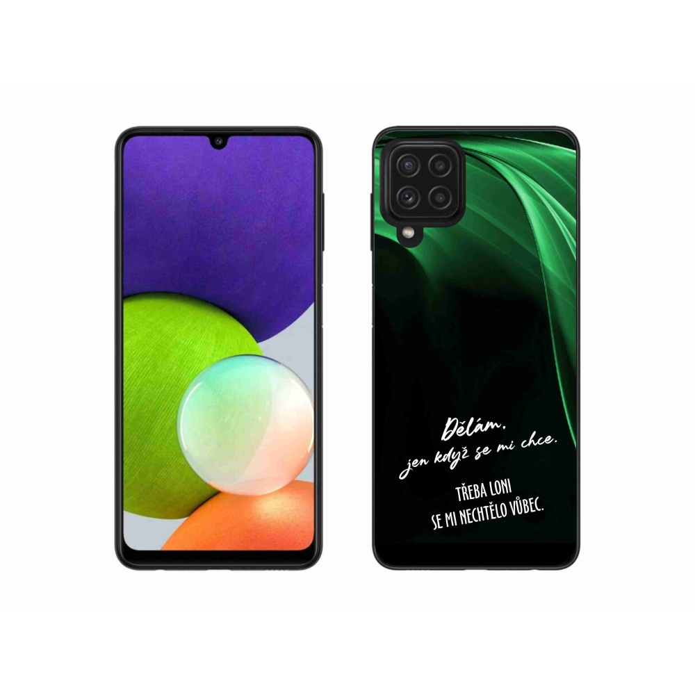 Gélový kryt mmCase na Samsung Galaxy A22 4G - vtipný text 12 čierne pozadie