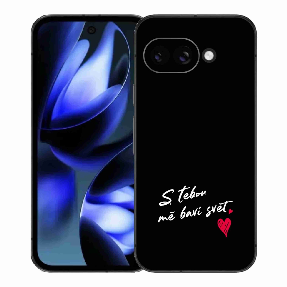 Gélový kryt mmCase na Google Pixel 9a - zamilovaný text 1 čierne pozadie