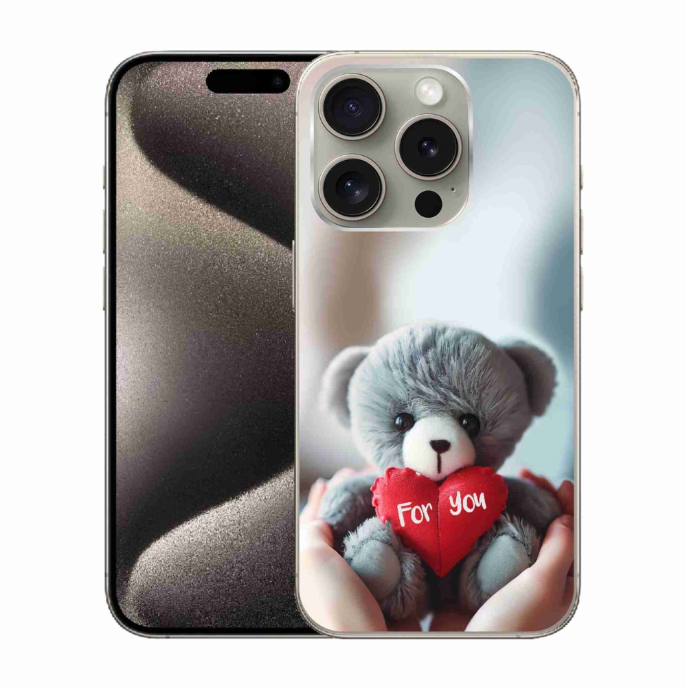Gélový kryt mmCase na iPhone 15 Pro - medvedík pre zamilovaných