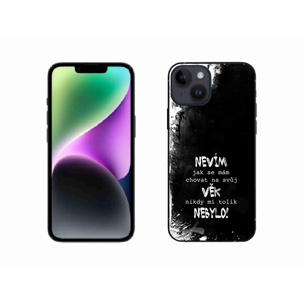 Gélový kryt mmCase na iPhone 14 - vtipný text 14 čierne pozadie