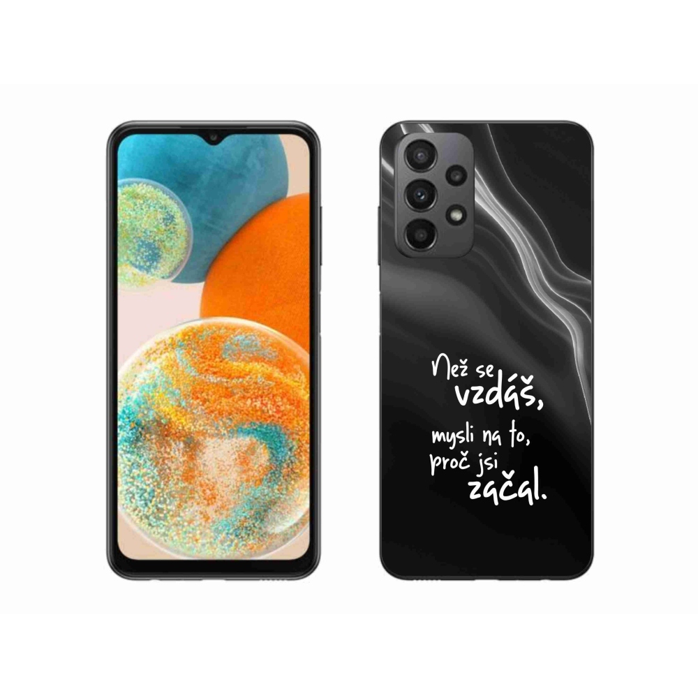 Gélový kryt mmCase na Samsung Galaxy A23 4G/5G - citát 2 čierne pozadie