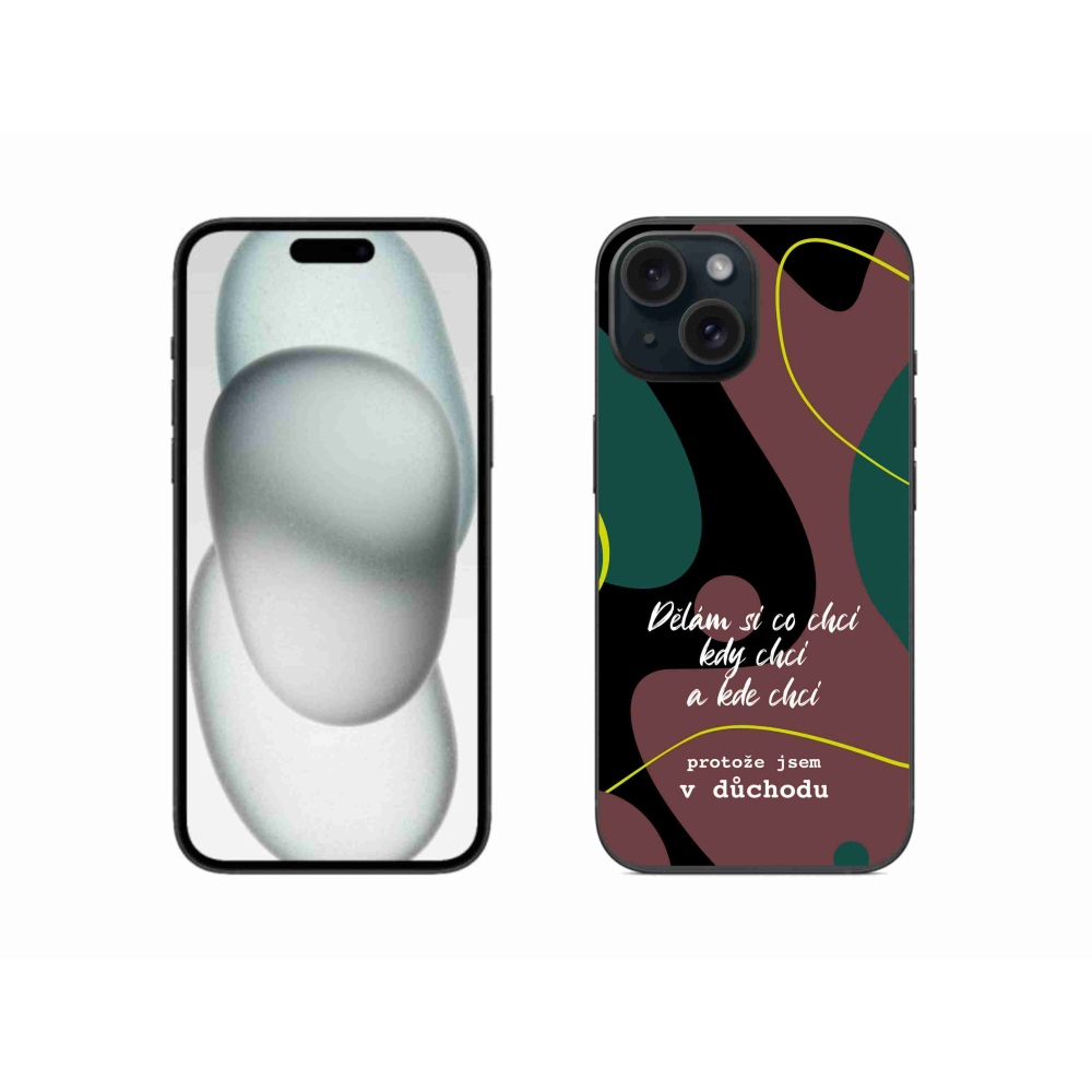 Gélový kryt mmCase na iPhone 15 - vtipný text 10 čierne pozadie