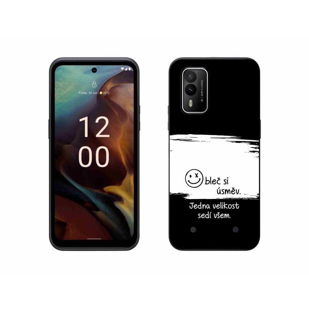 Gélový kryt mmCase na Nokia XR21 - vtipný text 8 bieločierne pozadie