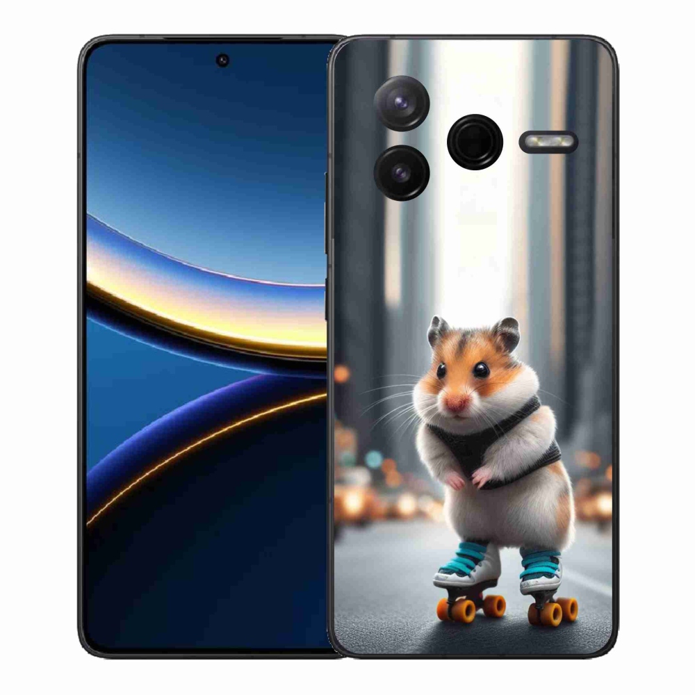 Gélový kryt mmCase na Xiaomi Poco F7 Pro - škrečok na korčuliach
