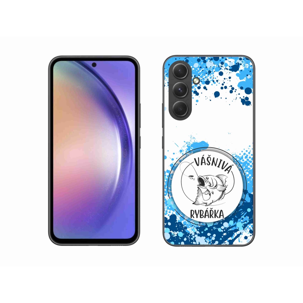 Gélový kryt mmCase na Samsung Galaxy A54 5G - vášnivá rybárka biele pozadie