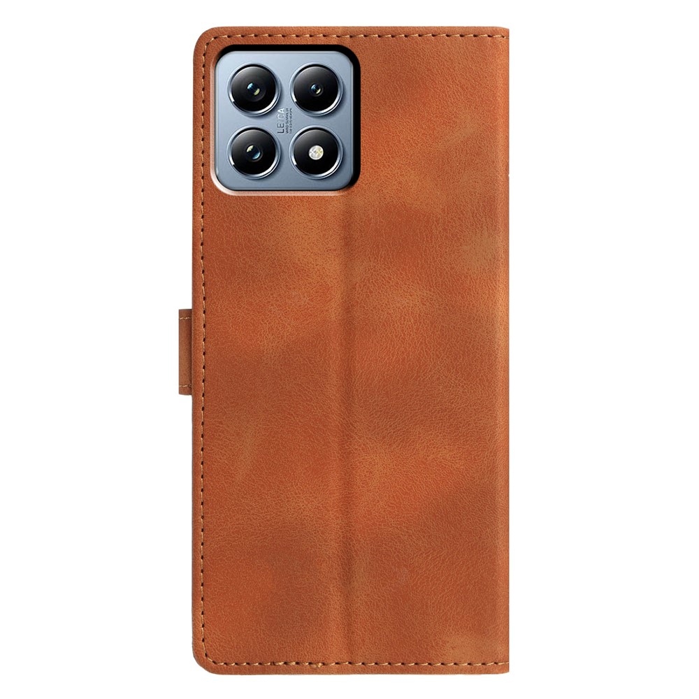 Triangly knižkové púzdro na Xiaomi 15T Pro - hnedé
