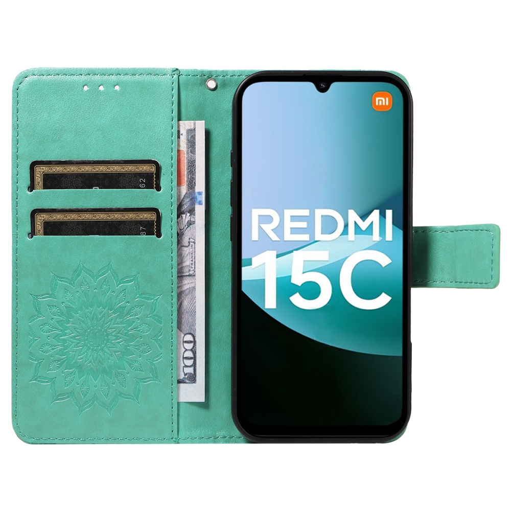 Sunflower knižkové púzdro na Xiaomi Redmi 15C 4G/5G (173mm) - modrozelené