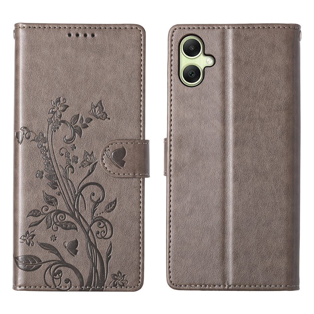 Flowery knižkové púzdro na Samsung Galaxy A07 4G - šedé