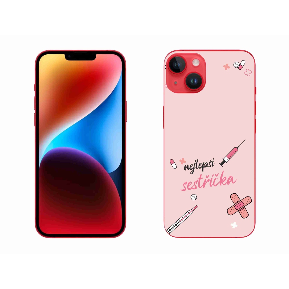 Gélový kryt mmCase na iPhone 14 Plus - najlepšia sestrička ružové pozadie