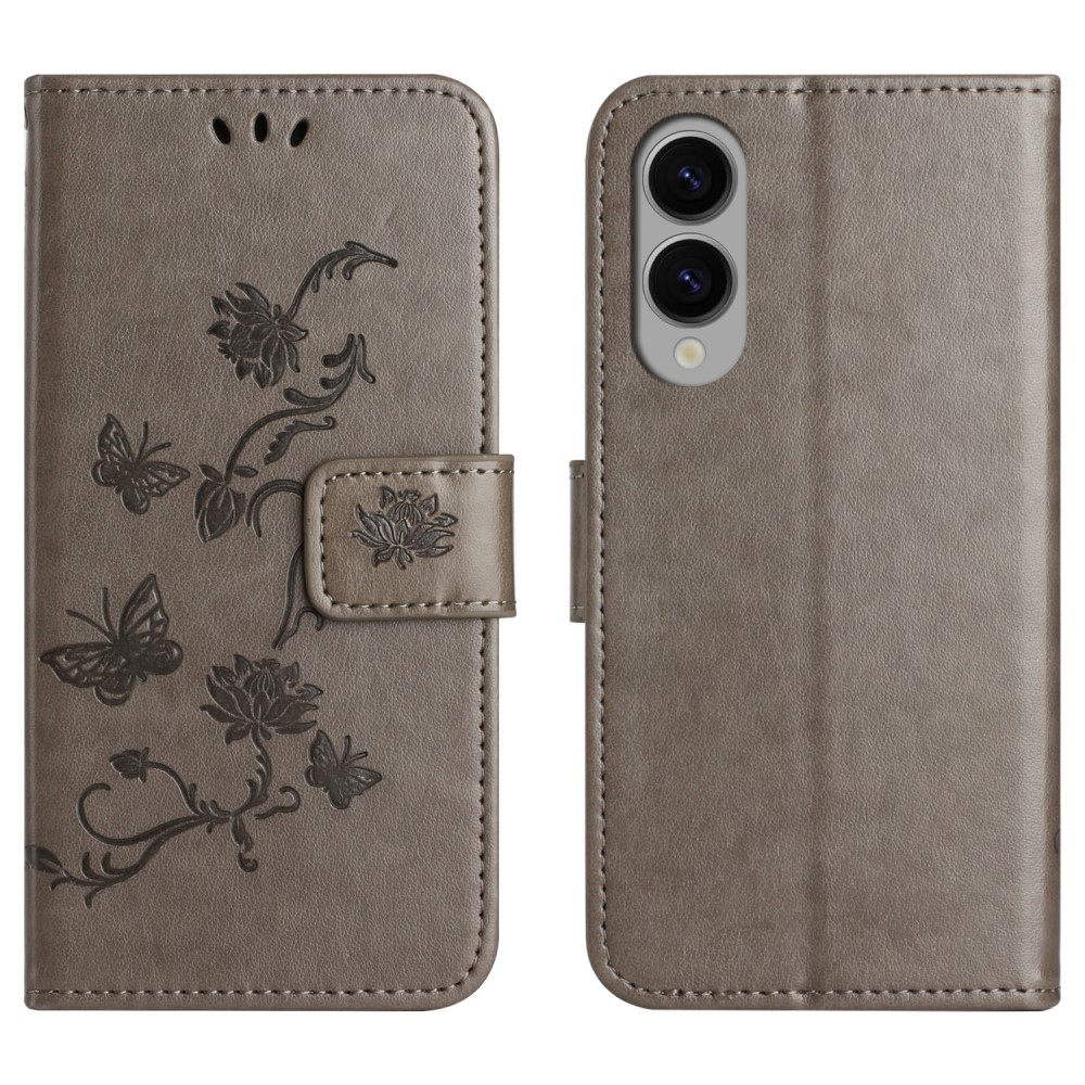 Flower knižkové púzdro na Samsung Galaxy S25 Edge - šedé