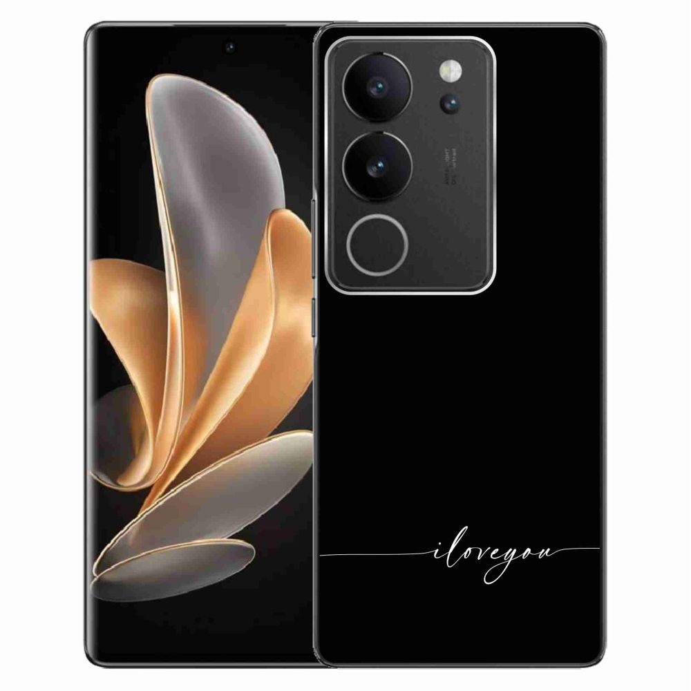 Gélový kryt mmCase na Vivo V29 5G - I love you čierne pozadie