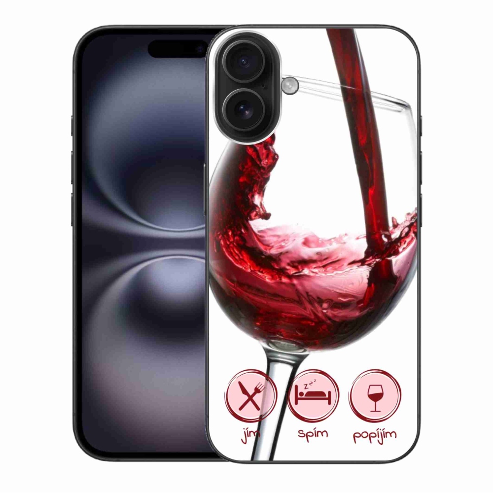 Gélový obal mmCase na iPhone 16 Plus - pohár vína červené