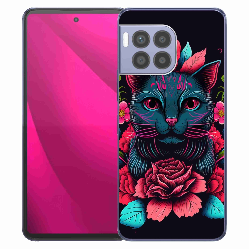 Gélový kryt mmCase na T-Mobile T Phone 2 Pro - kvety a mačka