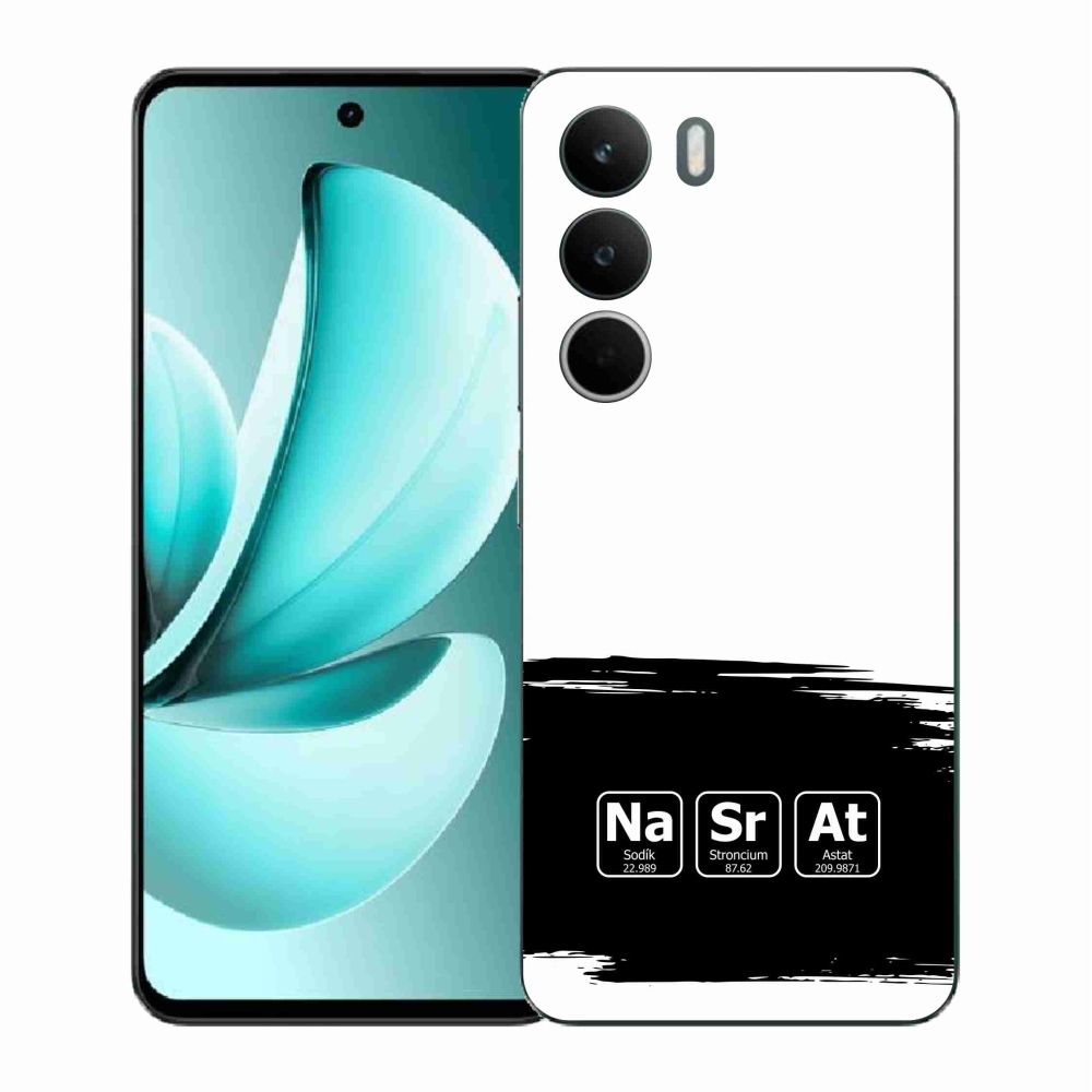 Gélový kryt mmCase na Realme C71 - chemické prvky čiernobiele pozadie