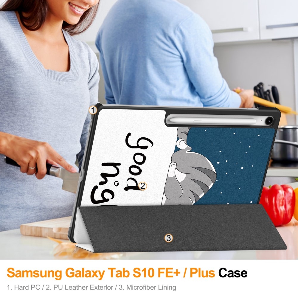 Patte chytré zatváracie púzdro na Samsung Galaxy Tab S10 FE+ - mačka
