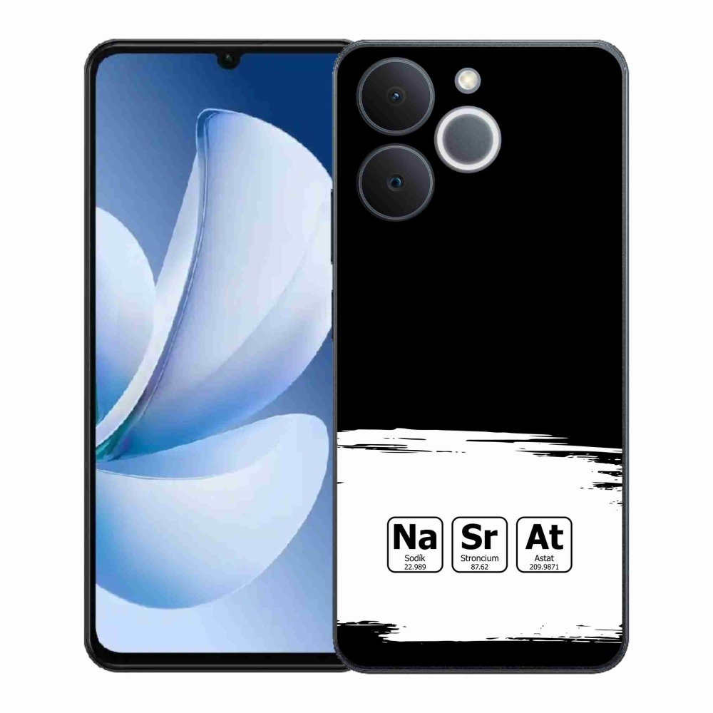 Gélový kryt mmCase na Realme Note 70T - chemické prvky bieločierne pozadie