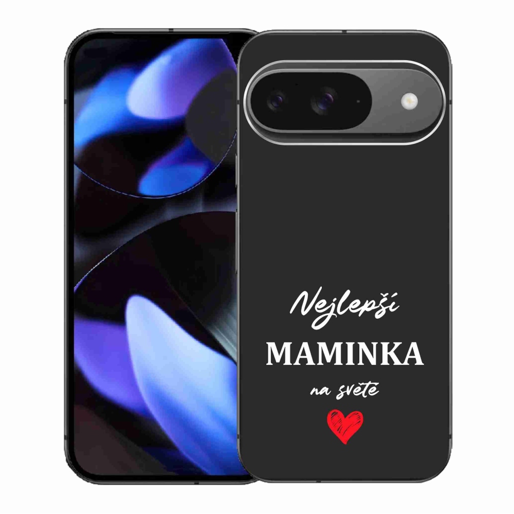 Gélový kryt mmCase na Google Pixel 9/9 Pro - najlepšia mamička 1 čierne pozadie