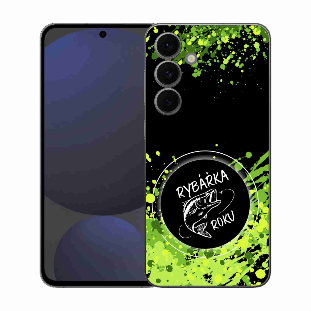 Gélový kryt mmCase na Samsung Galaxy S25 FE - rybárka roku čierne pozadie