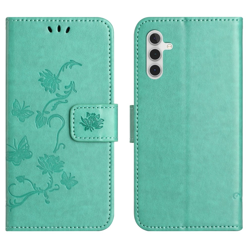 Flower knižkové púzdro na Samsung Galaxy S25 FE - modrozelené