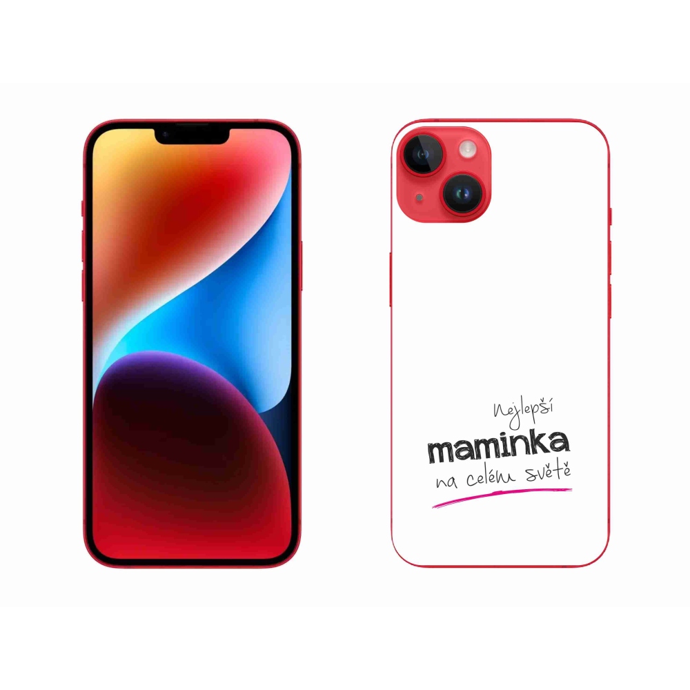 Gélový kryt mmCase na iPhone 14 Plus - najlepšia mamička 4 biele pozadie