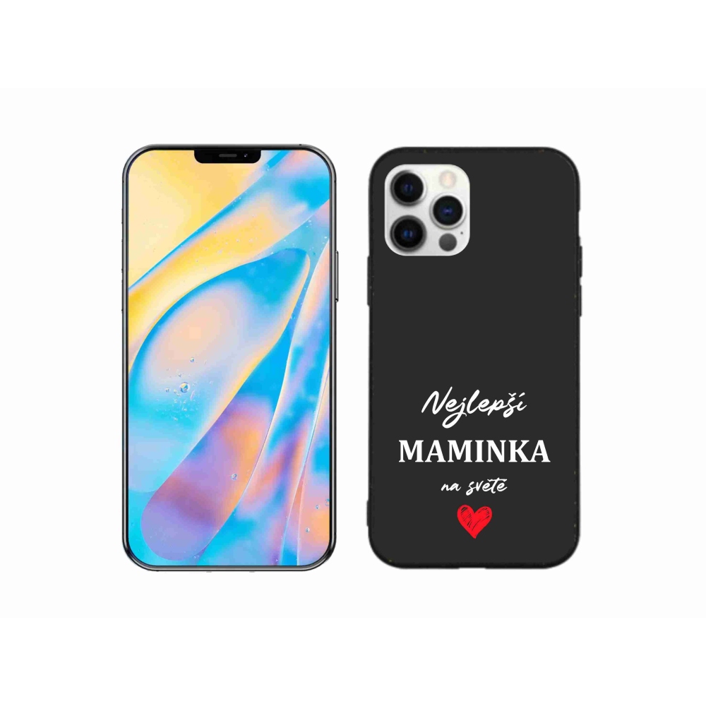 Gélový kryt mmCase na iPhone 12 - najlepšia mamička 1 čierne pozadie