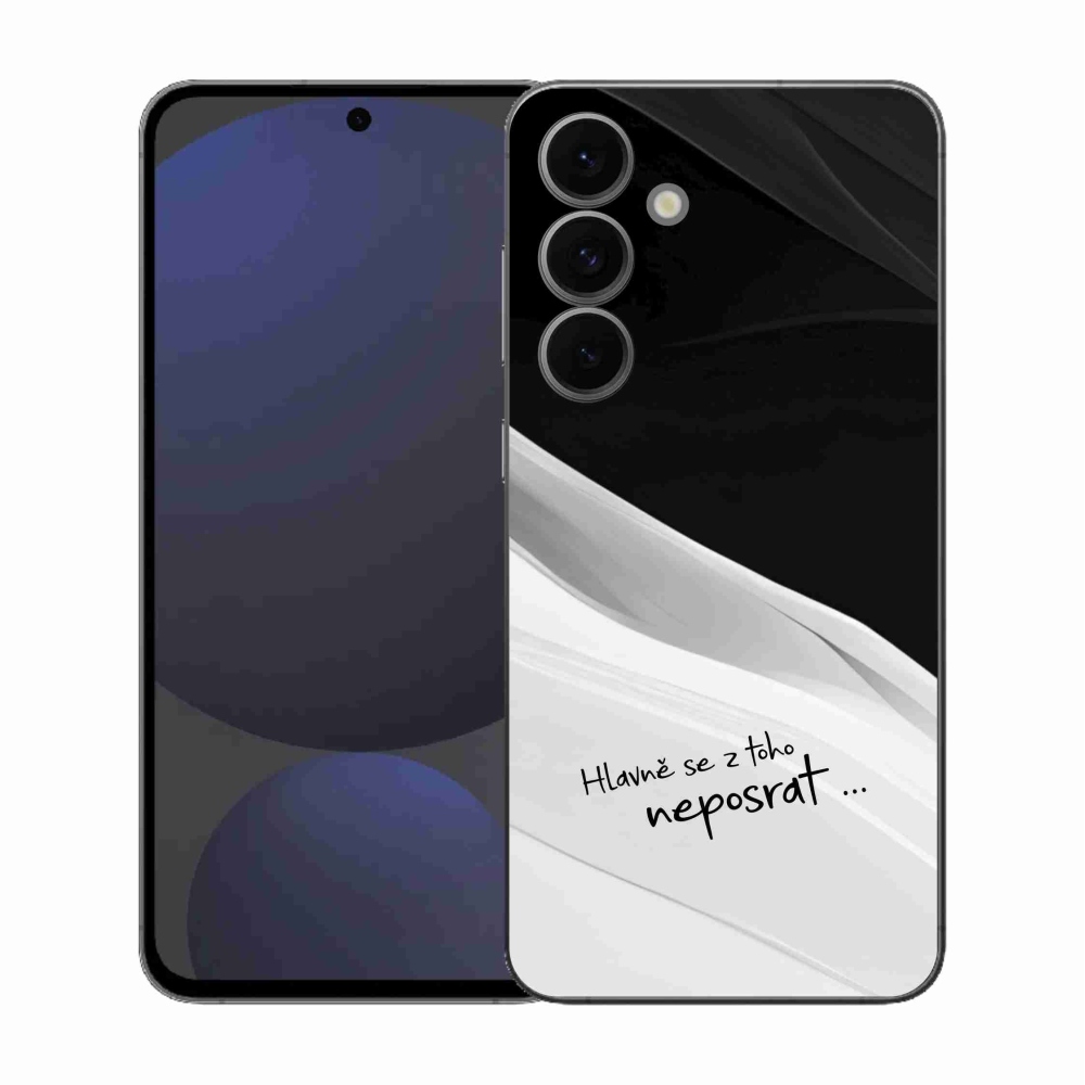 Gélový kryt mmCase na Samsung Galaxy S25 FE - vtipný text 13 bieločierne pozadie