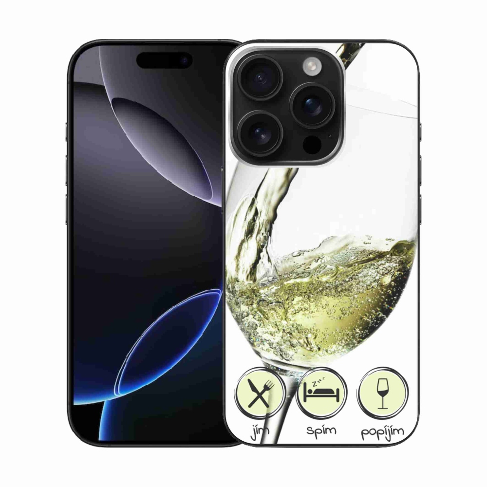 Gélový obal mmCase na iPhone 16 Pro - pohár vína bielej