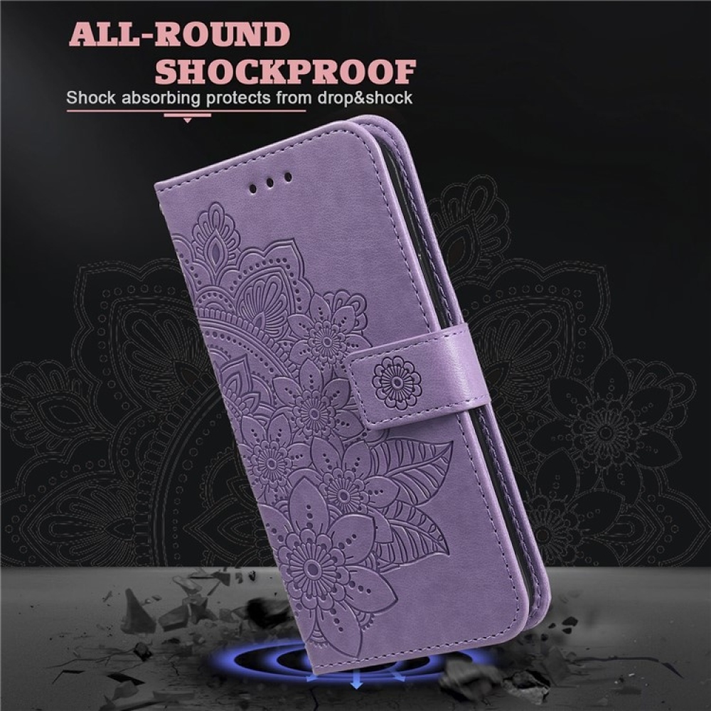 Floral knižkové puzdro na Vivo Y29s 5G - fialové