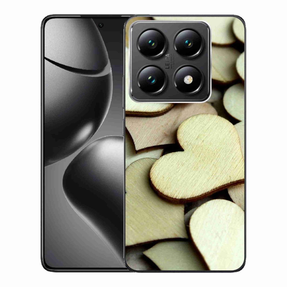 Gélový kryt mmCase na Xiaomi 14T Pro - drevené srdiečka