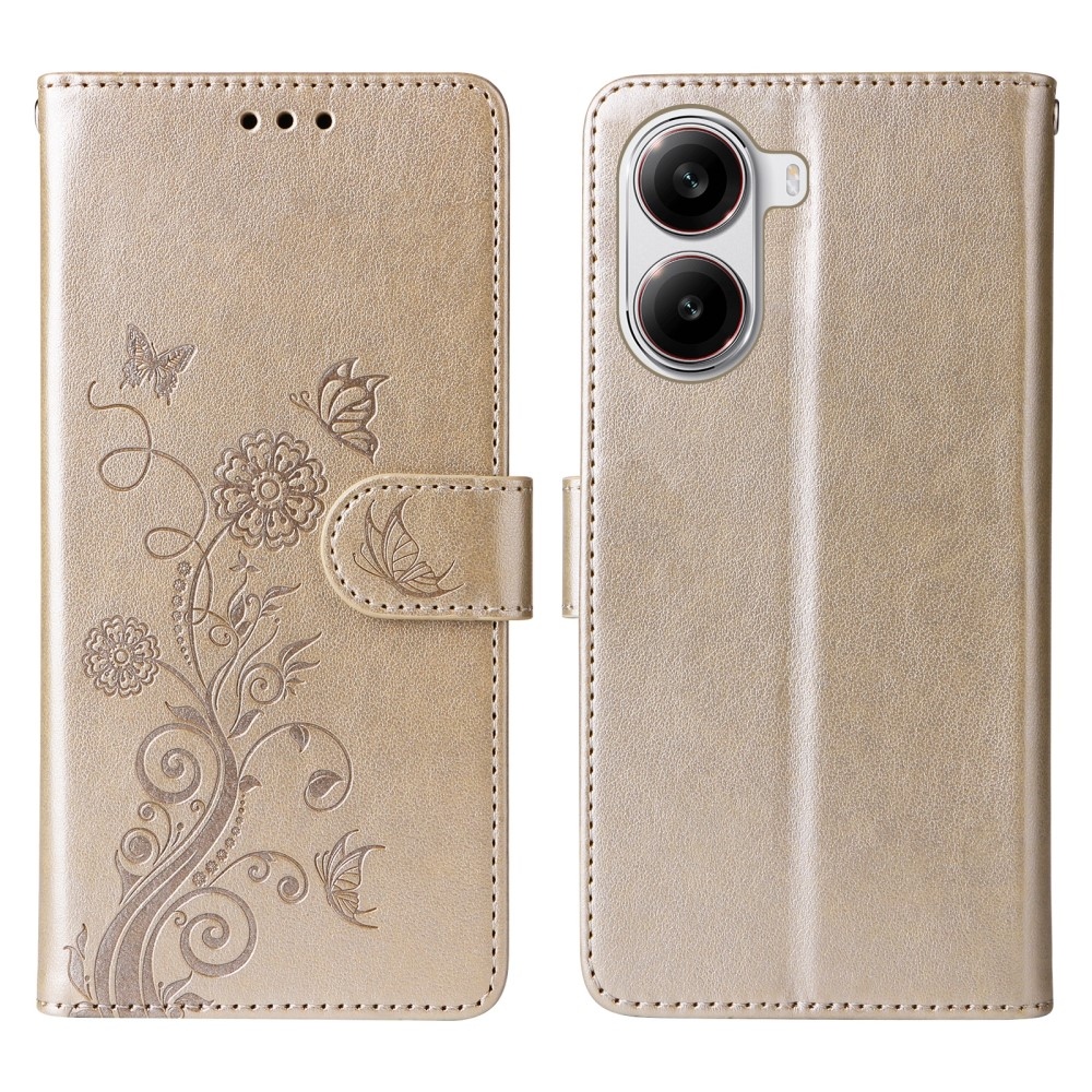 Flowery knižkové púzdro na Xiaomi Poco X7 Pro 5G - zlaté