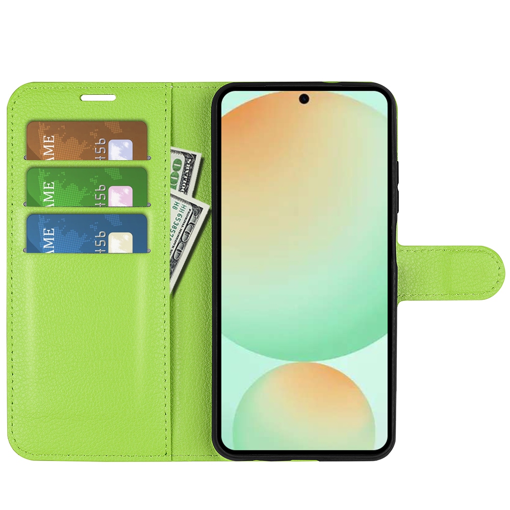Litchi knižkové púzdro na Samsung Galaxy S25 FE - zelené