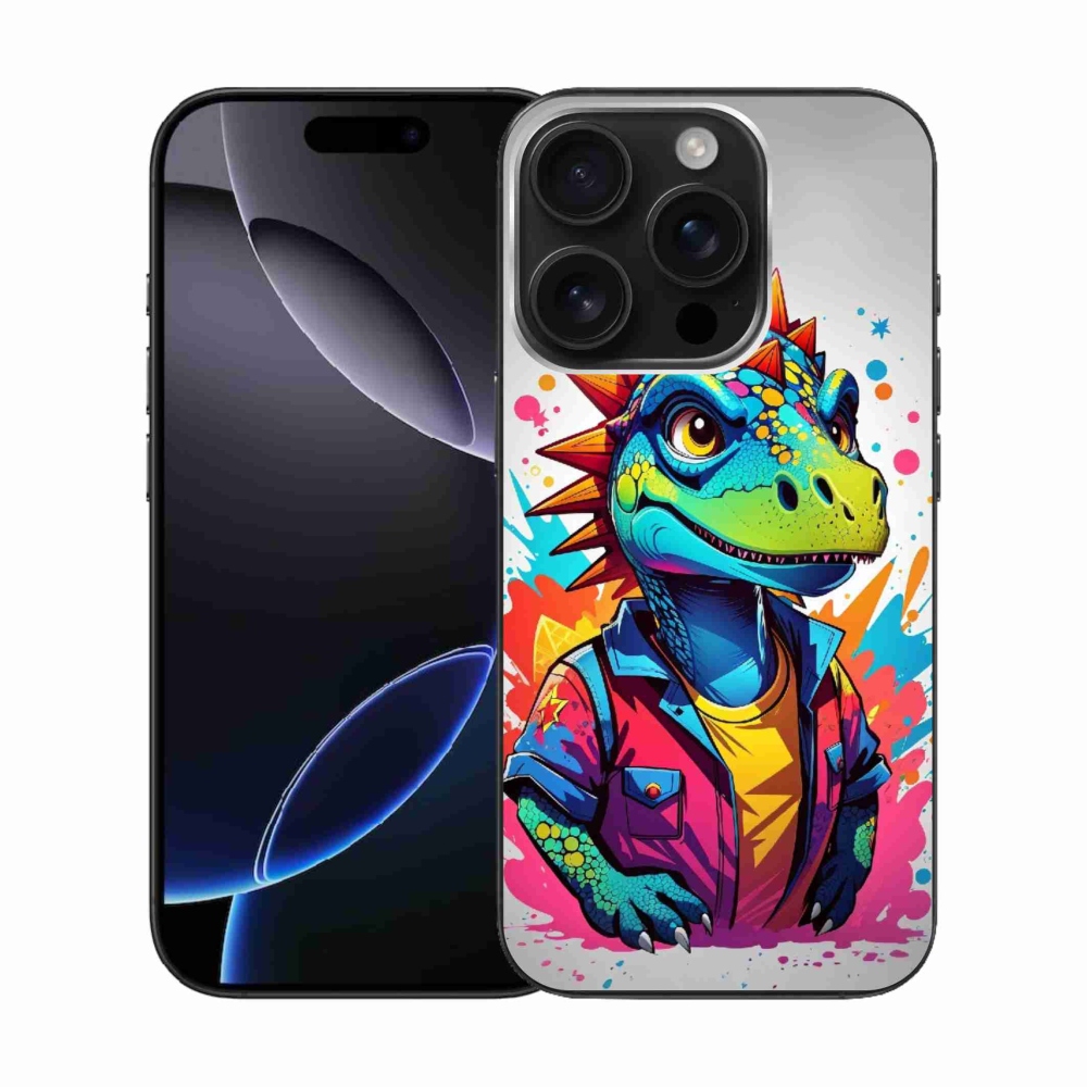 Gélový kryt mmCase na iPhone 16 Pro - farebný dinosaurus