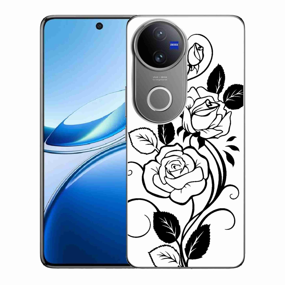 Gélový kryt mmCase na Vivo V50 5G - čiernobiela ruža