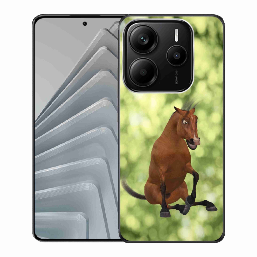 Gélový kryt mmCase na Xiaomi Redmi Note 14 5G - hnedý kreslený kôň 1