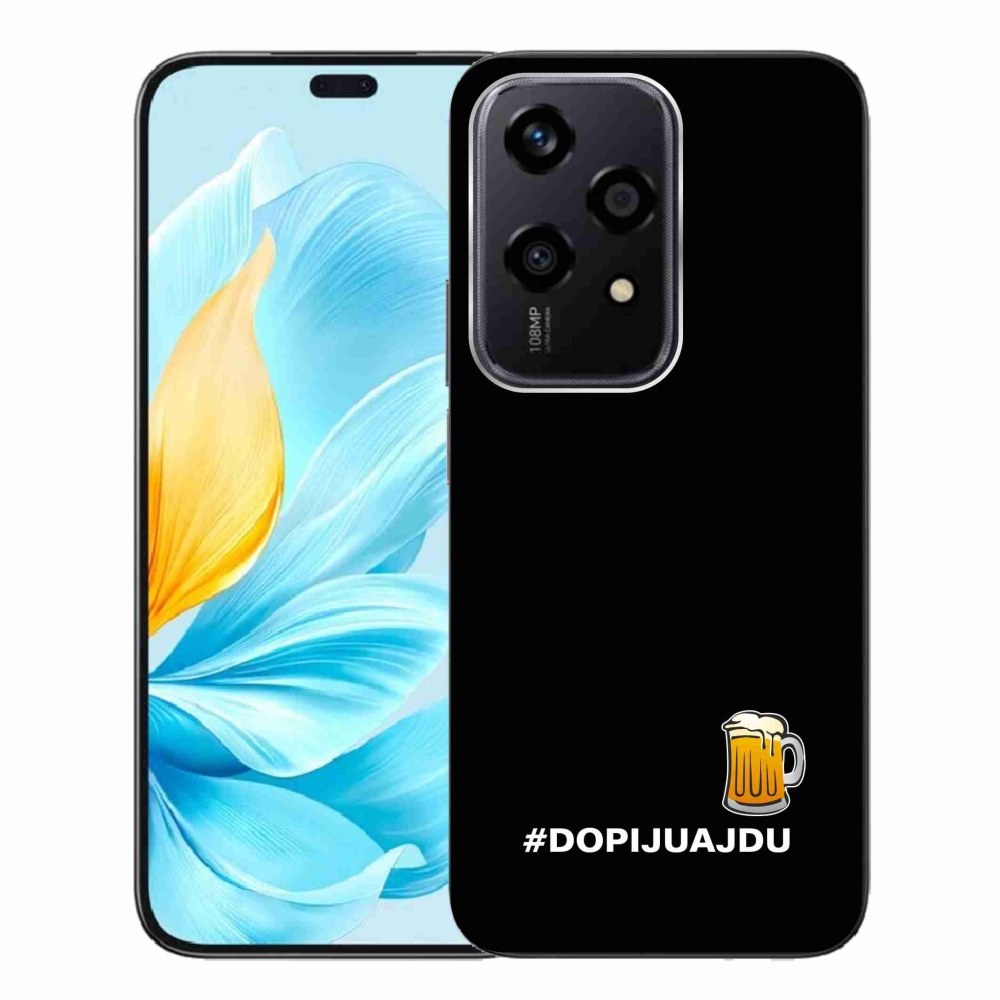 Gélový kryt mmCase na Honor 200 Lite 5G - pivní motiv 1 čierne pozadie