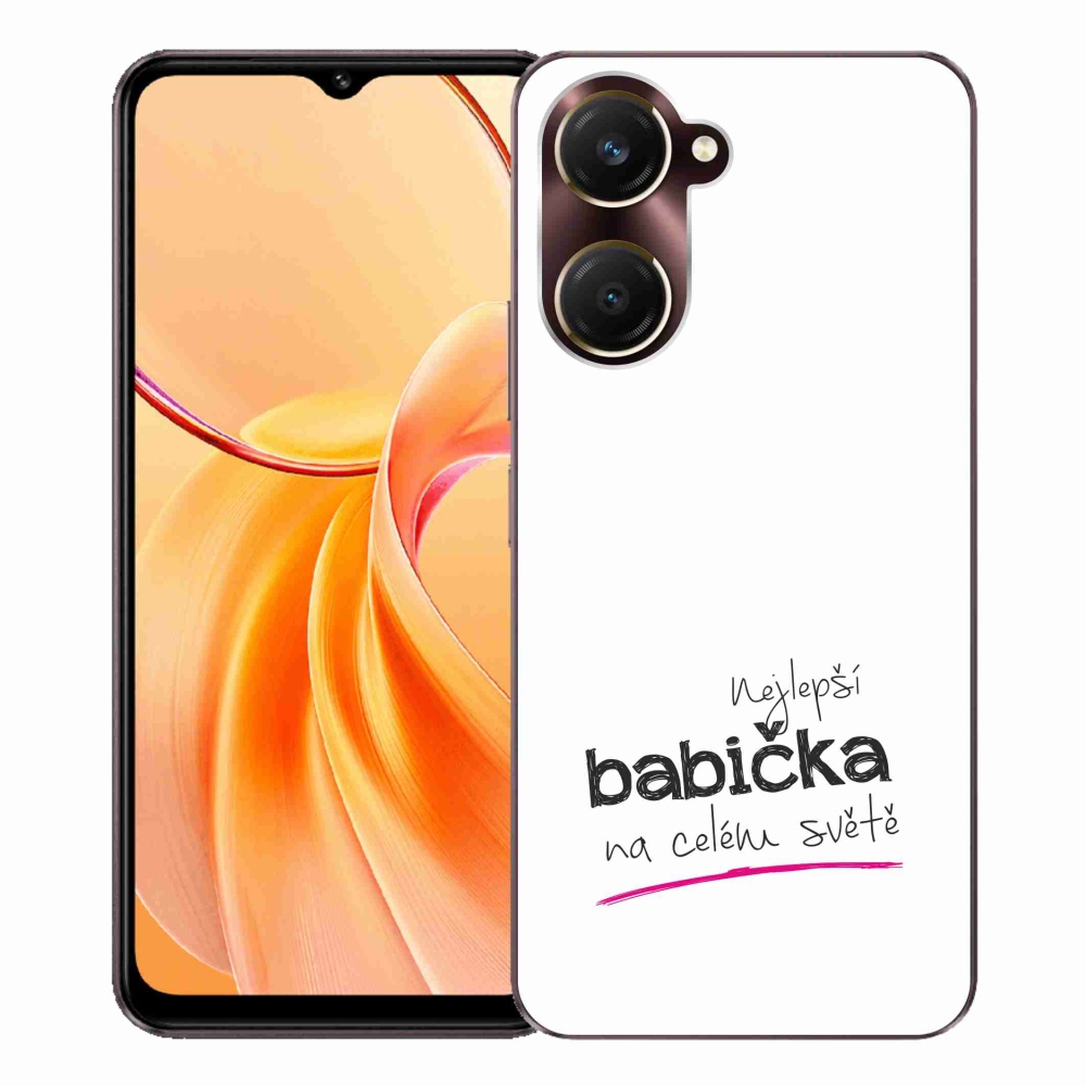 Gélový kryt mmCase na Vivo Y28s 5G - najlepšia babička 4 biele pozadie