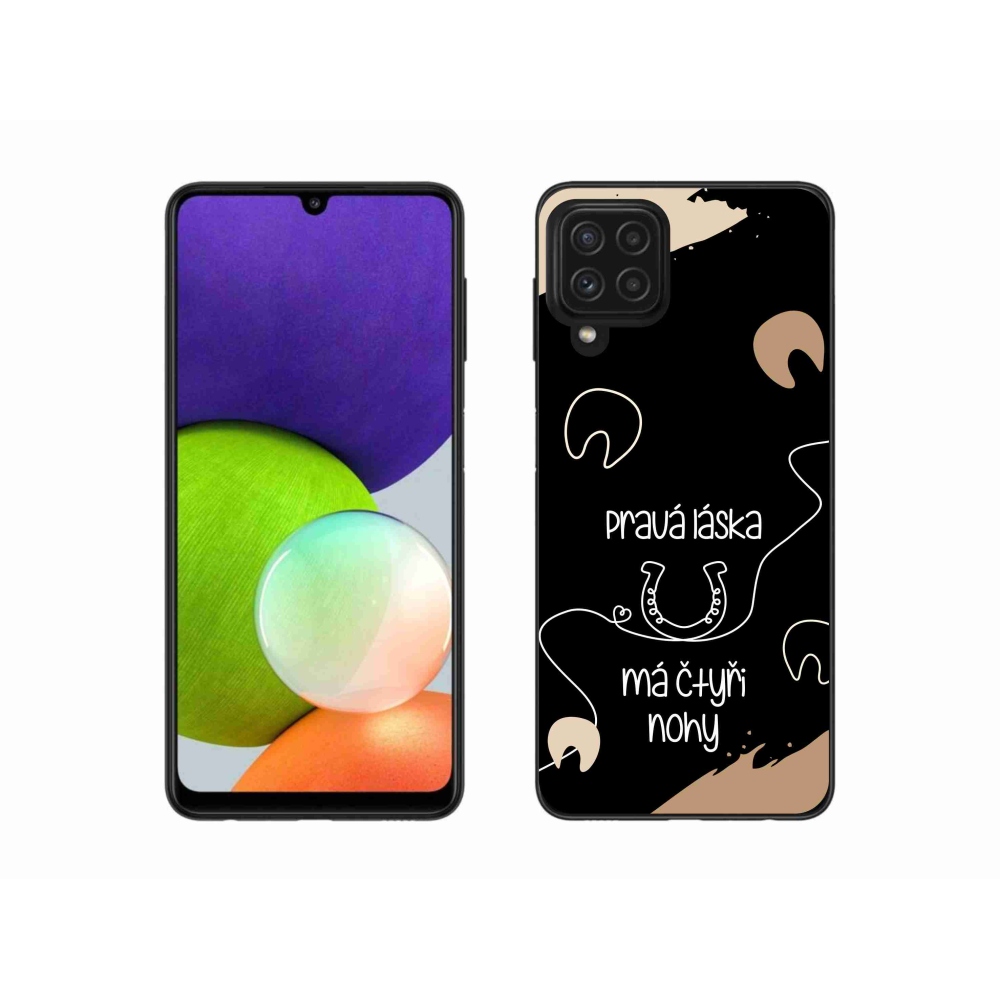 Gélový kryt mmCase na Samsung Galaxy A22 4G - konský motív čierne pozadie