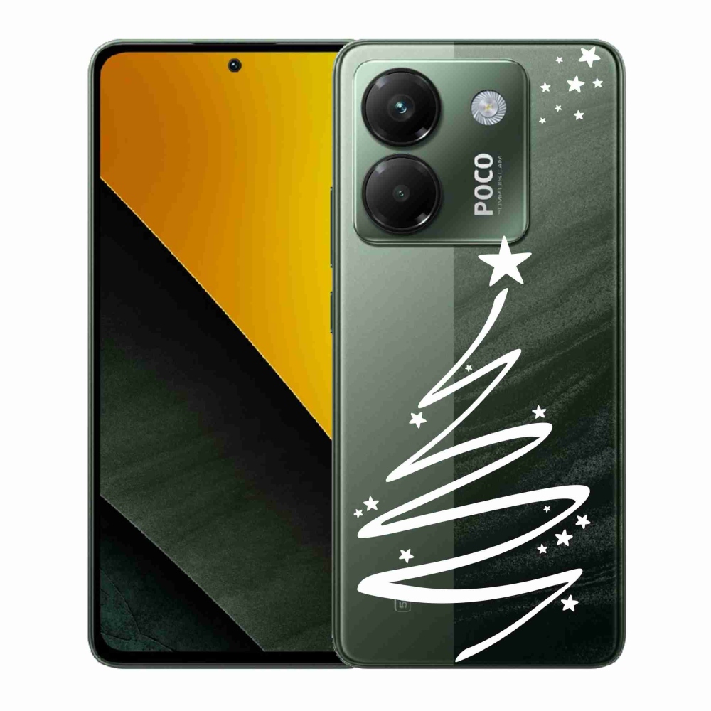 Gélový kryt mmCase na Xiaomi Poco M7 Pro 5G - biely stromček na priehľadnom pozadí