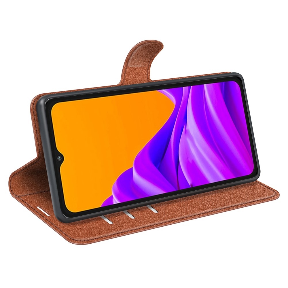 Litchi knižkové púzdro na Samsung Galaxy Xcover 7 Pro - hnedé