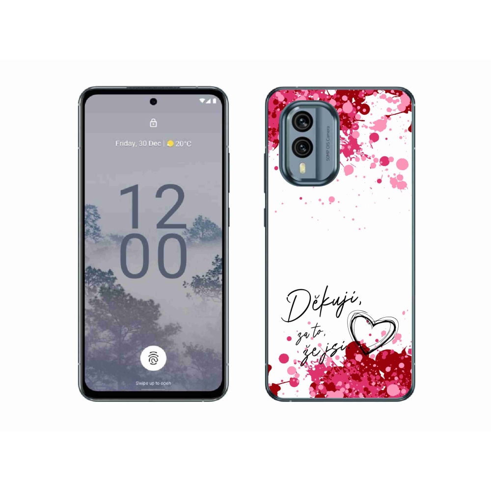 Gélový kryt mmCase na Nokia X30 5G - zamilovaný text 2 biele pozadie