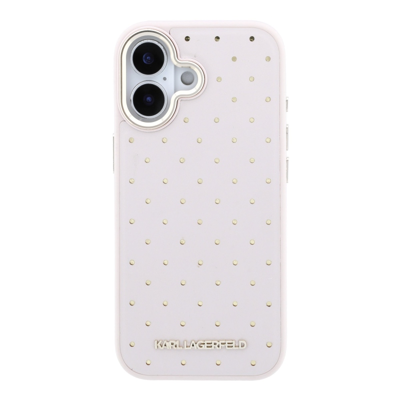 Karl Lagerfeld PU Perforated Gold Dots MagSafe zadný kryt pre iPhone 17, ružový