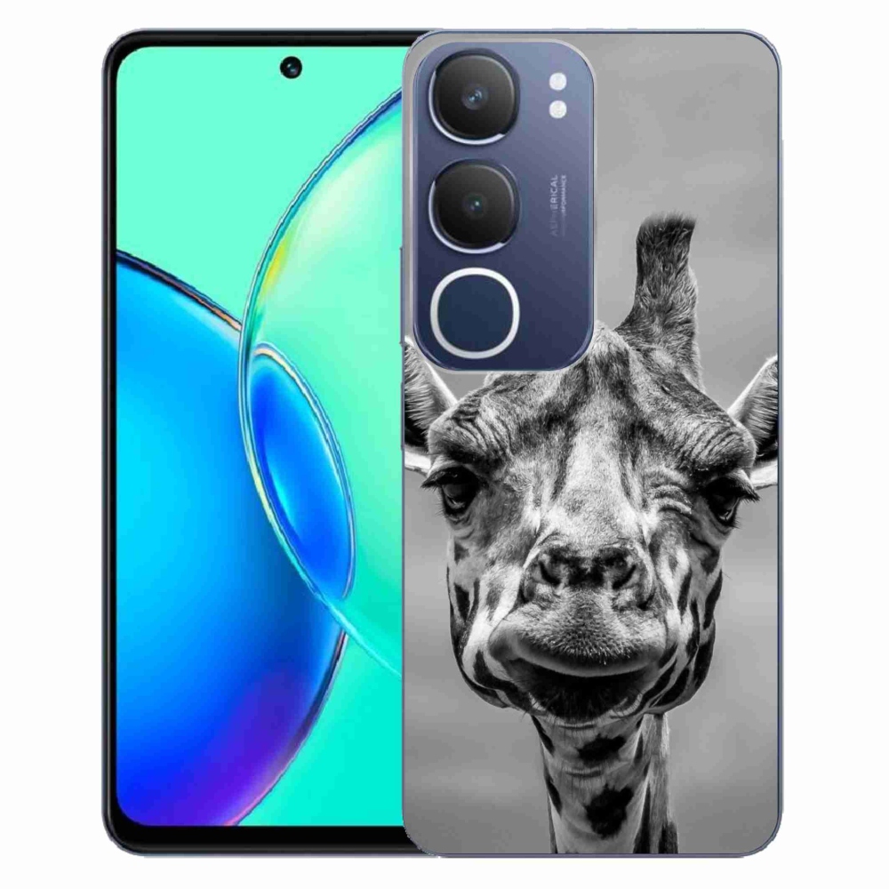 Gélový kryt mmCase na Vivo Y19s - čiernobiela žirafa
