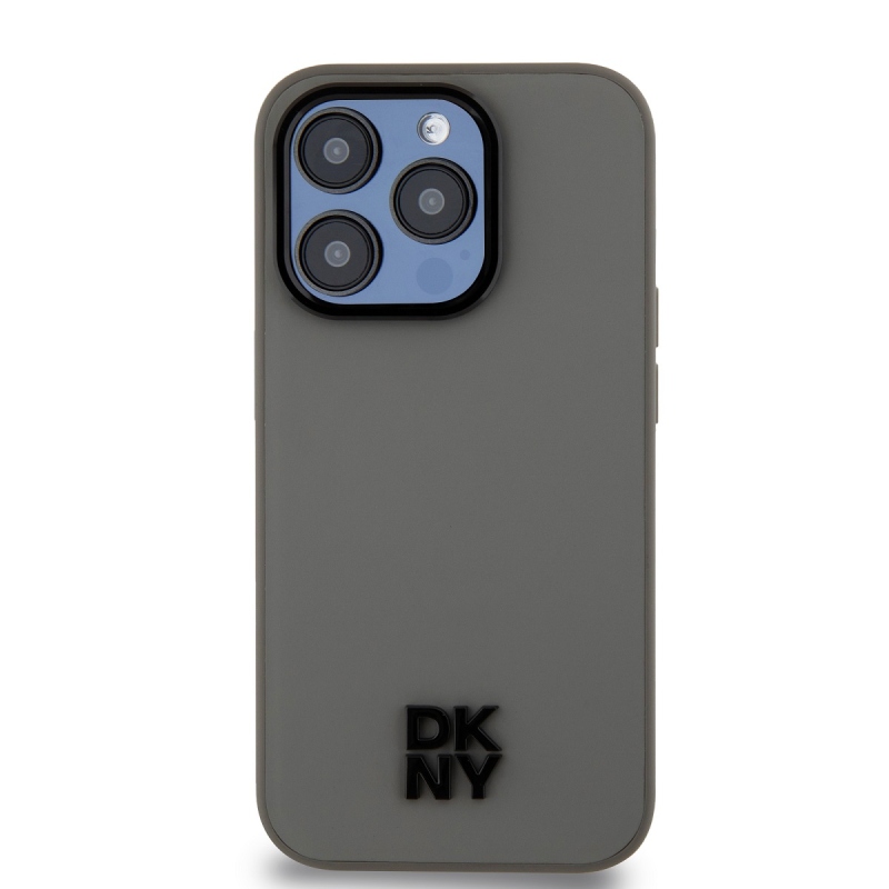 DKNY PU Leather Stack Logo Magsafe Zadný Kryt pre iPhone 15 Pro Max Grey