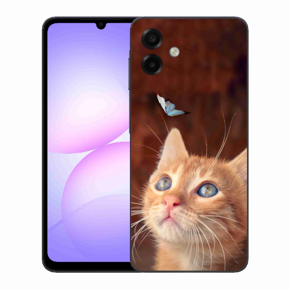Gélový kryt mmCase na Samsung Galaxy A07 4G - motýľ a mačiatko
