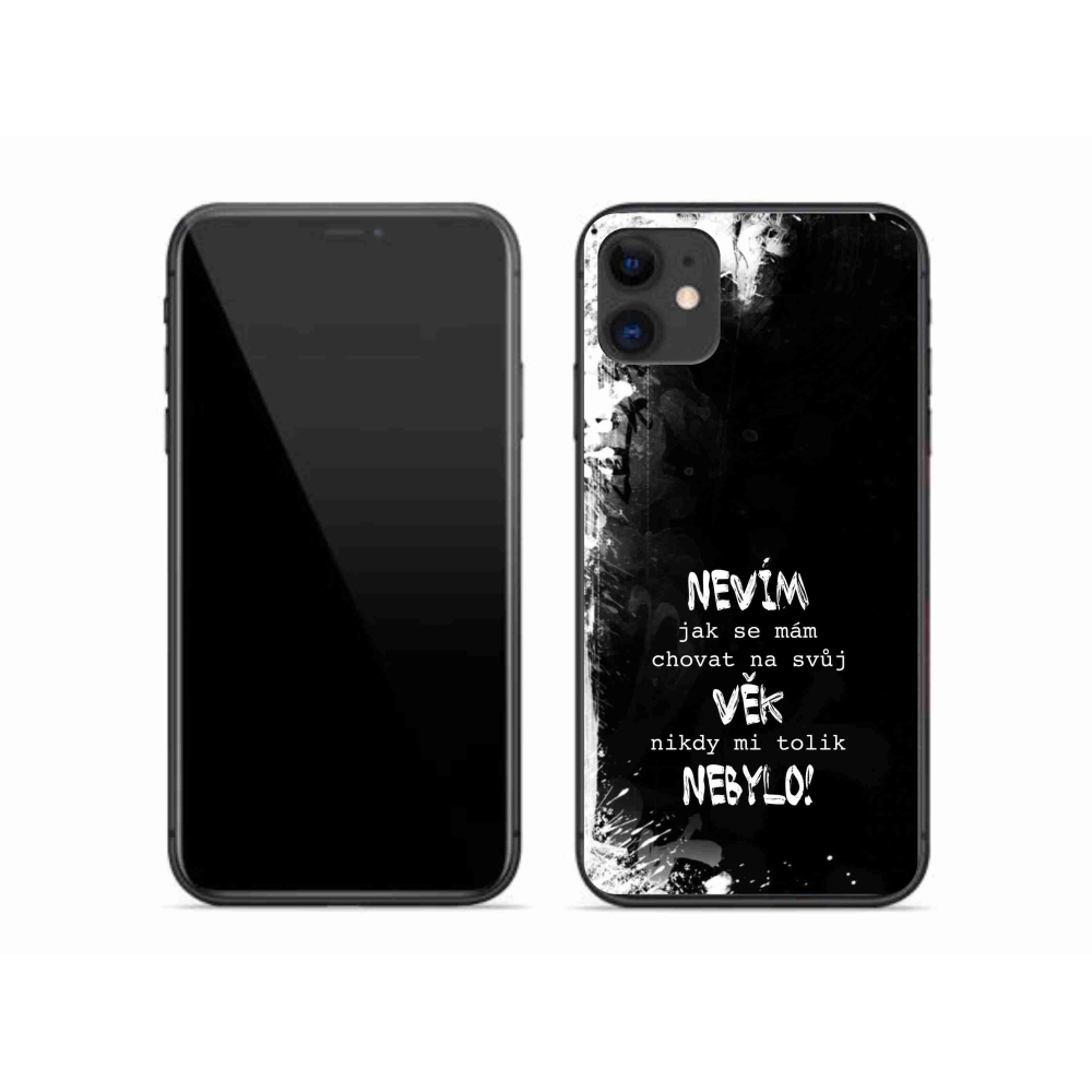 Gélový kryt mmCase na iPhone 11 - vtipný text 14 čierne pozadie