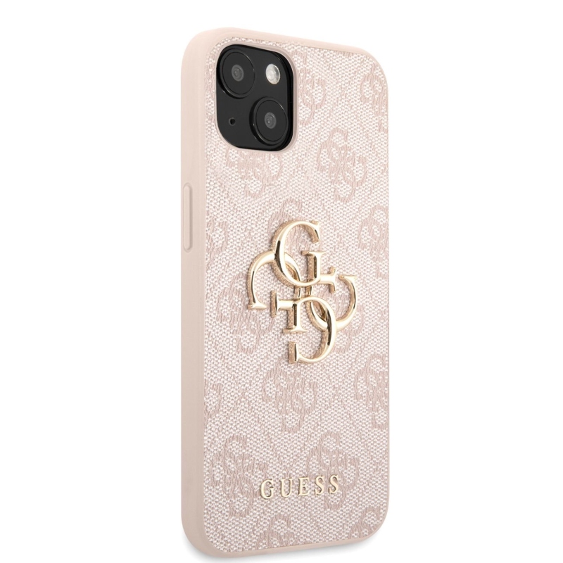 Guess PU 4G Metal Logo Zadný Kryt pre iPhone 13 Pink